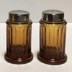【新品】　昭和レトロ　塩こしょう入れ　アンバー