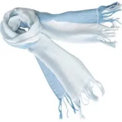 水色 フリンジ付きストール