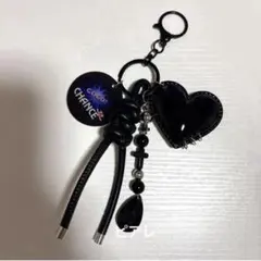 バッグチャーム　じゃらじゃらキーホルダー ブラック　ゴスロリ　ハート　ジャグラー