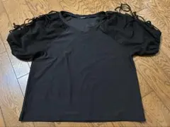 イング 袖レースTシャツ ブラック