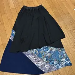お値下げQutieFlash キューティーフラッシュ 和柄ロングスカート ブルー 希少 キューティーフラッシュ QutieFrash 巻きスカート 和柄