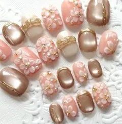 ネイルチップ ぷっくりお花/3Dフラワー/ウエディング/入学式フルサイズb928