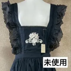 未使用◇花刺繍レース フリルエプロンスカート◇ブラック◇ ロリータ ゴスロリのサムネイル