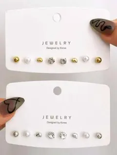 新品　デコレーション　スタッドピアス　8点セット×2 まとめ売り　人工真珠