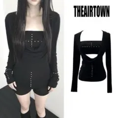 THEAIRTOWN】BLACK 2色 ストラップ シャツ シズニルック - メルカリ
