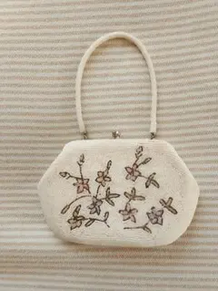 和装用 ビーズバッグ 花柄 ホワイト フォーマル