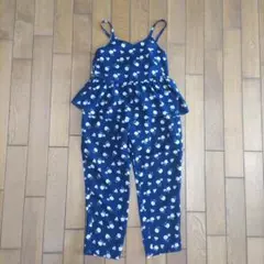 セットアップ キャミソールパンツ2点セット 紺色 花柄 130