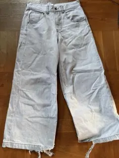 BlessU ライトグレー ワイドレッグデニム