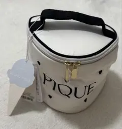 【タグ付未使用】ジェラートピケ ハートロゴ刺繍バニティーポーチ ホワイト 白黒