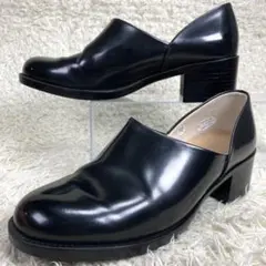 『極美品』ハルタ スポックシューズ スリッポン 革靴 ブラック レザー 22.5