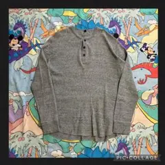 00s old UNIQULO ヘンリーネック　ワッフルサーマル　グレー　XL