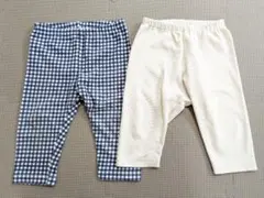 2枚組 レギンス チェック柄・ホワイト