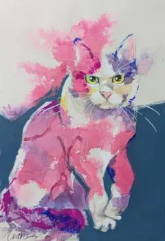 ウサギ 原画 絵画 イラスト ドローイング ペット 現代アート 芸術 ねこ