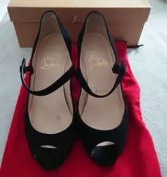 Christian Louboutin ブラック オープントゥパンプス