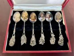 未使用 純銀 950 刻印 水仙モチーフ スプーン カトラリー 投資 花柄 SILVERSMITHS&CUTLERS カトラリーセット KS刻印 PM刻印