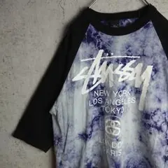 希少 ステューシー STUSSY ラグラン タイダイ 七分袖 ロンT M 古着
