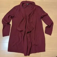 UNIQLO リブニット カーディガン ボルドー M