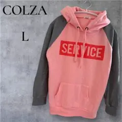 【耳付き】COLZA コルザ パーカー L ピンク グレー SERVICE ロゴ