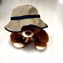 ギリギリ価格。ブラウンベージュ黒アクセントの綿混の被りやすい折畳みバケットハット