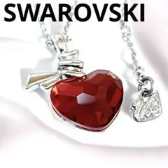 美品 スワロフスキー ネックレス ハート レッド 赤 刻印あり ヴィンテージ