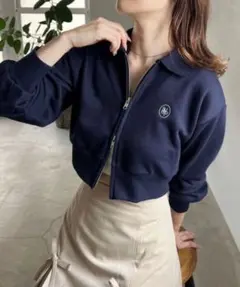 NICE CLAUP * ダブルジップアップ ワンポイント刺繍スウェット