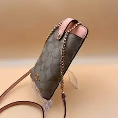 【美品】コーチ スマホ 　ショルダーバッグ 　手ぶら肩掛け　お財布機能あり