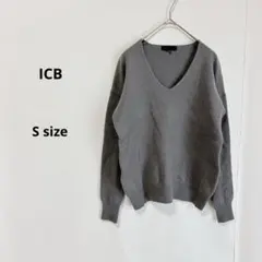 ICB ＶネックニットS グレー　カシミヤ混　羊毛　ポイント刺繍　長袖のサムネイル
