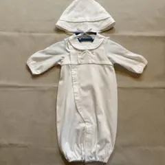 ミキハウス　ベビードレス　セレモニー 白 長袖 ボンネット付き