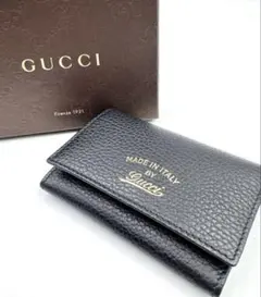 極美品✨GUCCI 名刺入れ　レザー　ブラック　ロゴマーク　保存箱付き