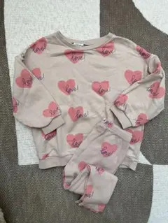 美品！ZARA ザラキッズ ハート柄セットアップ 98 くすみベージュ