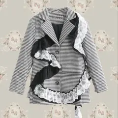 千鳥格子レースジャケット