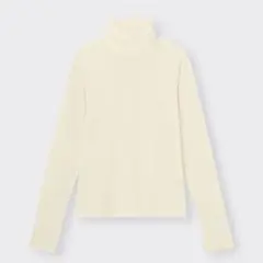GU ジーユー ソフトリブタートルネックT 30 ナチュラル S 長袖 春服