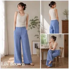 【新品】Lily Brown リリーブラウン フリンジデニムパンツ 夏用 麻混のサムネイル