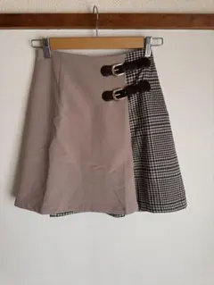 ②【MAJESTIC LEGON】フレアスカート ベージュとチェック柄 S