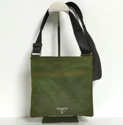 PRADA ナイロン ショルダーバッグ 三角プレート プラダ カーキ グリーン