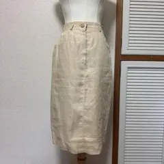 美品 セリーヌ リネン タイトスカート トリオンフ　金ボタン　ベージュ 38 Mのサムネイル