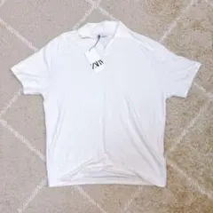 【新品タグ付き】ZARA ザラ スキッパー ポロシャツ 半袖 ホワイト Lサイズのサムネイル