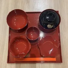 お食い初め 食器セット 漆器風 祝い膳　女の子用のサムネイル