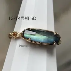 D13-14_楕円形シルエットのラブラドライト石と黒瑪瑙リング　神秘的