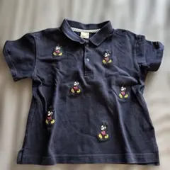 petit main ミッキーマウス ポロシャツ ネイビー