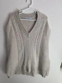 SEASON REASON ベージュ Vネック ニットベスト LL