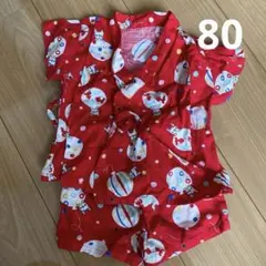 女の子　浴衣　甚平　夏祭り　赤　犬　金魚　80