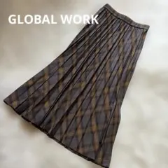 グローバルワーク　チェック柄 お手入れラクラク プリーツスカート　丈SHORT