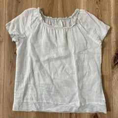 無印良品 婦人 リネン半袖ブラウス 婦人M・ブルーグレー