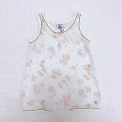 【PETIT BATEAU】花柄 ノースリーブ ロンパース 6m 70cm