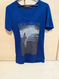 FUGAマリア様風プリントブルー Tシャツ 46のサムネイル