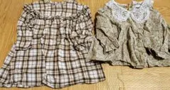 チェック柄と花柄のトップス2点セット