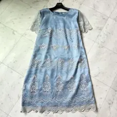 Rose Tiara リボン パール装飾 ワンピース ベージュ 大きいサイズ