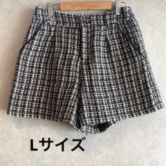 冬　白黒　チェック　ショートパンツ　Lサイズ