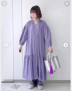 値下げ niko and... ラベンダー 長袖楊柳シャツワンピース M 秋